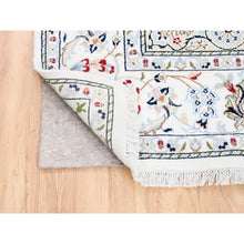 Load image into Gallery viewer, 7&#39;1&quot;x7&#39;1&quot; Ivory Pure Wool 250 KPSI Hand Knotted Nain with Center Medallion Flower Design Fine Oriental Square Rug FWR376842