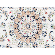 Load image into Gallery viewer, 4&#39;1&quot;x4&#39;1&quot; Wool 250 KPSI Nain Ivory Hand Knotted Center Medallion Flower Design Round Fine Oriental Rug FWR376992