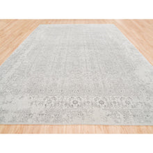 Load image into Gallery viewer, 11&#39;10&quot;x14&#39;9&quot; Beige Wool and Art Silk Fine Jacquard Hand Loomed Modern Oversized Oriental Rug FWR377016