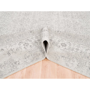 11'10"x14'9" Beige Wool and Art Silk Fine Jacquard Hand Loomed Modern Oversized Oriental Rug FWR377016
