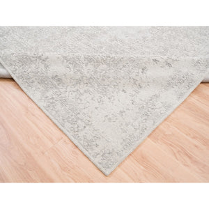 11'10"x14'9" Beige Wool and Art Silk Fine Jacquard Hand Loomed Modern Oversized Oriental Rug FWR377016