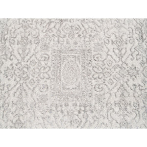11'10"x14'9" Beige Wool and Art Silk Fine Jacquard Hand Loomed Modern Oversized Oriental Rug FWR377016