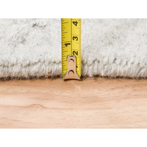 11'10"x14'9" Beige Wool and Art Silk Fine Jacquard Hand Loomed Modern Oversized Oriental Rug FWR377016