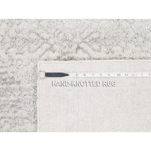 11'10"x14'9" Beige Wool and Art Silk Fine Jacquard Hand Loomed Modern Oversized Oriental Rug FWR377016