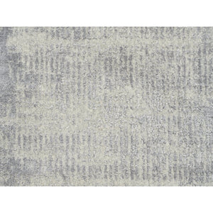2'7"x10' Modern Wool and Art Silk Fine Jacquard Gray Hand Loomed Runner Oriental Rug FWR377070