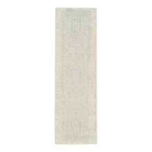 Load image into Gallery viewer, 2&#39;6&quot;x8&#39; Beige Wool and Plant Based Silk Hand Loomed Fine Jacquard with Erased Design Oriental Runner Rug FWR377076
