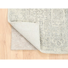 Load image into Gallery viewer, 2&#39;6&quot;x8&#39; Beige Wool and Plant Based Silk Hand Loomed Fine Jacquard with Erased Design Oriental Runner Rug FWR377076