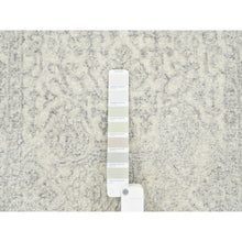 Load image into Gallery viewer, 2&#39;6&quot;x8&#39; Beige Wool and Plant Based Silk Hand Loomed Fine Jacquard with Erased Design Oriental Runner Rug FWR377076