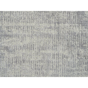 2'6"x6' Hand-Loomed Gray Fine Jacquard Modern Wool and Silk Oriental Runner Rug FWR377094