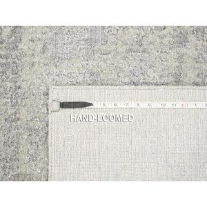2'6"x12'1" Hand Loomed Fine Jacquard Gray Modern Wool and Art Silk Oriental Runner Rug FWR377118