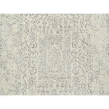 Load image into Gallery viewer, 2&#39;6&quot;x10&#39;1&quot; Beige Hand Loomed, Wool and Plant Based Silk Fine Jacquard with Erased Design, Oriental Runner Rug FWR377124