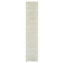 Load image into Gallery viewer, 2&#39;6&quot;x12&#39; Beige Wool and Plant Based Silk Hand Loomed Fine Jacquard with Erased Design Oriental Runner Rug FWR377130