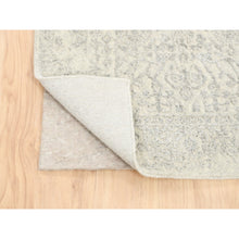 Load image into Gallery viewer, 2&#39;6&quot;x12&#39; Beige Wool and Plant Based Silk Hand Loomed Fine Jacquard with Erased Design Oriental Runner Rug FWR377130