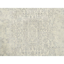 Load image into Gallery viewer, 2&#39;6&quot;x12&#39; Beige Wool and Plant Based Silk Hand Loomed Fine Jacquard with Erased Design Oriental Runner Rug FWR377130