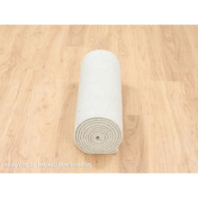 Load image into Gallery viewer, 2&#39;6&quot;x12&#39; Beige Wool and Plant Based Silk Hand Loomed Fine Jacquard with Erased Design Oriental Runner Rug FWR377130