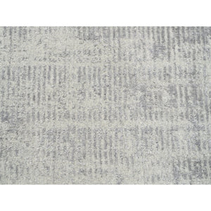 6'x6' Fine Jacquard Gray Hand Loomed Modern Design Wool and Plant Based Silk Tone on Tone Oriental Round Rug FWR377148
