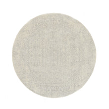 Load image into Gallery viewer, 6&#39;1&quot;x6&#39;1&quot; Beige Fine Jacquard Hand Loomed Erased Design Wool and Plant Based Silk Oriental Round Rug FWR377172