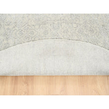 Load image into Gallery viewer, 6&#39;1&quot;x6&#39;1&quot; Beige Fine Jacquard Hand Loomed Erased Design Wool and Plant Based Silk Oriental Round Rug FWR377172
