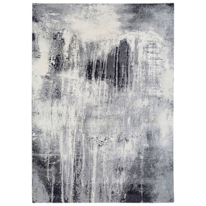 12'x18'1" Oversized Black with Gray Abstract Design Wool and Silk Hand Knotted Oriental Rug FWR377220