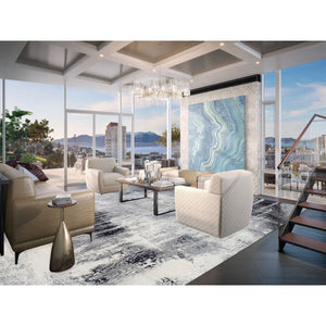 12'x18'1" Oversized Black with Gray Abstract Design Wool and Silk Hand Knotted Oriental Rug FWR377220