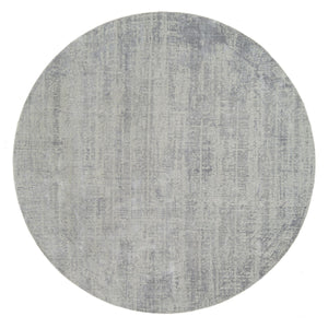 10'x10' Modern Design Gray Tone on Tone Hand Loomed Fine Jacquard Wool and Plant Based Silk Oriental Round Rug FWR377244