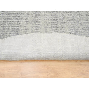 10'x10' Modern Design Gray Tone on Tone Hand Loomed Fine Jacquard Wool and Plant Based Silk Oriental Round Rug FWR377244