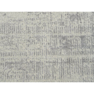 10'x10' Modern Design Gray Tone on Tone Hand Loomed Fine Jacquard Wool and Plant Based Silk Oriental Round Rug FWR377244