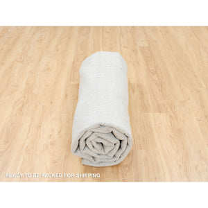 10'x10' Modern Design Gray Tone on Tone Hand Loomed Fine Jacquard Wool and Plant Based Silk Oriental Round Rug FWR377244