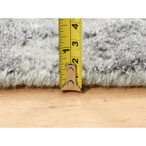 10'x10' Modern Design Gray Tone on Tone Hand Loomed Fine Jacquard Wool and Plant Based Silk Oriental Round Rug FWR377244