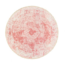 Load image into Gallery viewer, 6&#39;x6&#39; Hand Knotted Pink Broken Persian Medallion Design Wool and Pure Silk Oriental Round Rug FWR377250