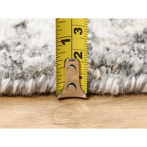 2'5"x8' Hand Knotted Hand Spun Undyed Natural Wool Modern Beige Oriental Runner Rug FWR377490