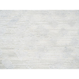 10'x10' Hand Knotted Modern Hand Spun Undyed Natural Wool Ivory with Gray Oriental Square Rug FWR377544