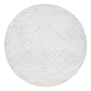 11'10"x11'10" Modern Hand Spun Undyed Natural Wool Hand Knotted Ivory Oriental Round Rug FWR377592