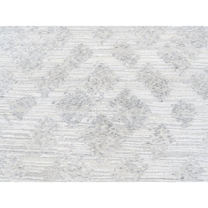 11'10"x11'10" Modern Hand Spun Undyed Natural Wool Hand Knotted Ivory Oriental Round Rug FWR377592