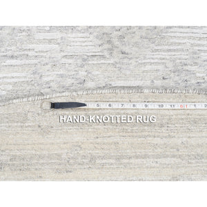 11'10"x11'10" Modern Hand Spun Undyed Natural Wool Hand Knotted Ivory Oriental Round Rug FWR377592