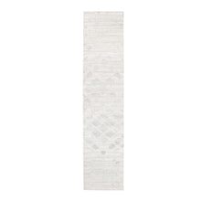 Load image into Gallery viewer, 2&#39;6&quot;x12&#39; Ivory Hand Spun Undyed Natural Wool Modern Hand Knotted Oriental Runner Rug FWR377628