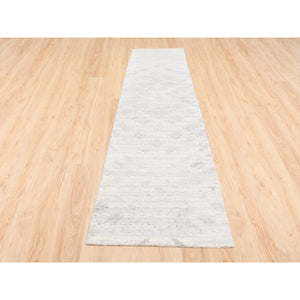 2'6"x12' Ivory Hand Spun Undyed Natural Wool Modern Hand Knotted Oriental Runner Rug FWR377628