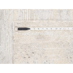 2'6"x12' Ivory Hand Spun Undyed Natural Wool Modern Hand Knotted Oriental Runner Rug FWR377628