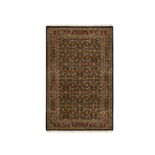 Load image into Gallery viewer, 3&#39;2&quot;x5&#39; Hand Knotted Herati All Over Fish Design Wool Dense Weave 250 KPSI Midnight Blue Oriental Rug FWR377880