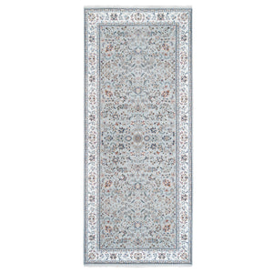 5'1"x12'5" Gray Dense Weave 250 KPSI Wool Nain All Over Flower Design Hand Knotted Oriental Runner Rug FWR377976