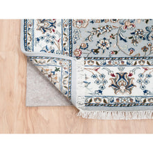 Load image into Gallery viewer, 5&#39;1&quot;x12&#39;5&quot; Gray Dense Weave 250 KPSI Wool Nain All Over Flower Design Hand Knotted Oriental Runner Rug FWR377976
