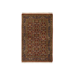 2'7"x4' Hand Knotted Herati All Over Fish Design 250 KPSI Wool Dense Weave Red Oriental Rug FWR378018
