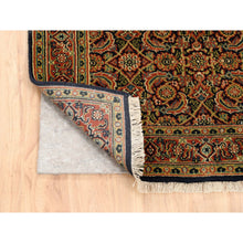 Load image into Gallery viewer, 2&#39;9&quot;x12&#39;4&quot; Midnight Blue Herati All Over Fish Design Dense Weave Hand Knotted 250 KPSI Wool Oriental Runner Rug FWR378138