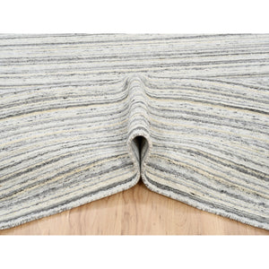 10'1"x10'1" Undyed Natural Wool Hand Loomed Plain Modern Design Light Gray Oriental Square Rug FWR378198