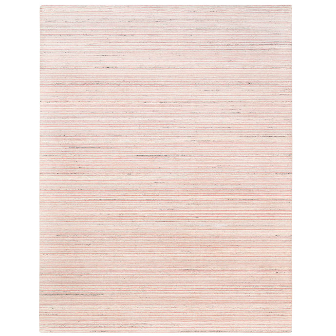 9'x12' Modern Design Plain Ivory with Coral Red Natural Wool Hand Loomed Oriental Rug FWR378234