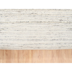 11'10"x11'10" Hand Loomed Undyed Natural Wool Plain Modern Design Light Gray Oriental Round Rug FWR378246