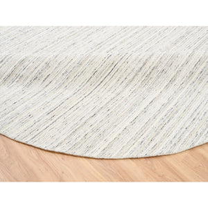 11'10"x11'10" Hand Loomed Undyed Natural Wool Plain Modern Design Light Gray Oriental Round Rug FWR378246