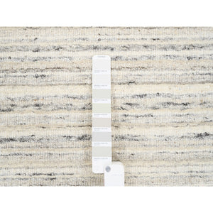 11'10"x11'10" Hand Loomed Undyed Natural Wool Plain Modern Design Light Gray Oriental Round Rug FWR378246
