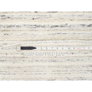 11'10"x11'10" Hand Loomed Undyed Natural Wool Plain Modern Design Light Gray Oriental Round Rug FWR378246