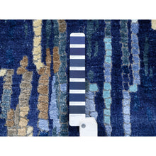 Load image into Gallery viewer, 2&#39;7&quot;x19&#39;7&quot; Blue With A Mix Of Gold Mosaic Design Wool and Silk Hand Knotted Persian Knot Oriental XL Runner Rug FWR378348